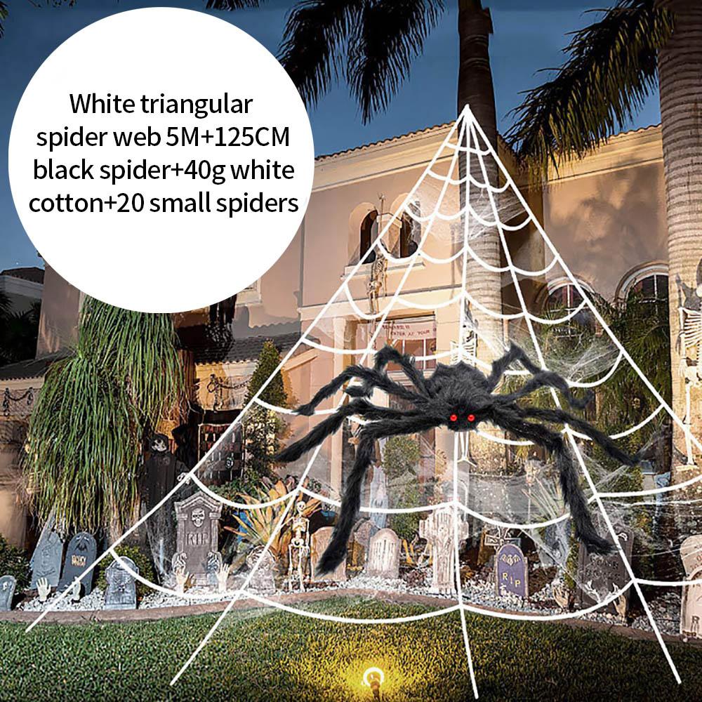 Halloween Decorations Triangle Spider Web 5/7m Large Plush Simulation Spider Web Haunted Home Outdoor Yard Decoration Props