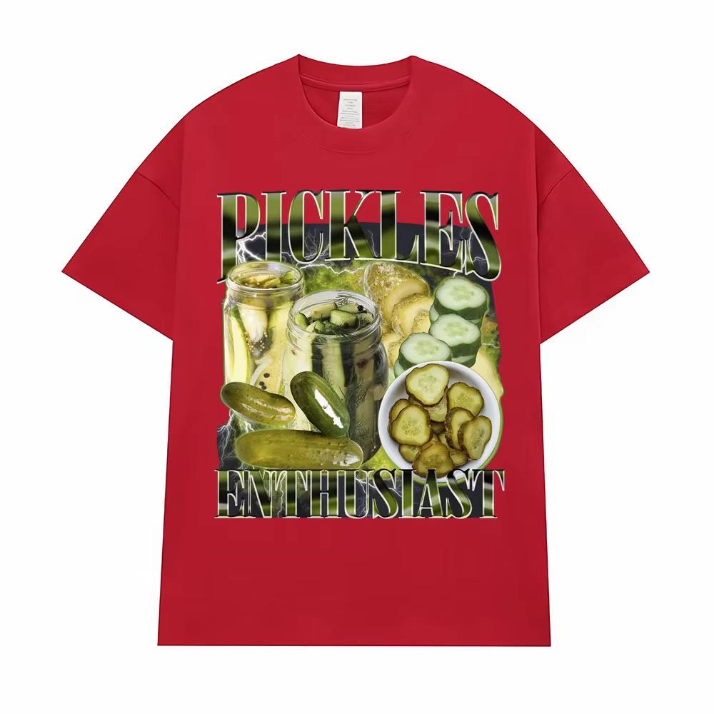 Винтажный Любитель Маринованных Огурцов Смешная Мем Футболка Мужская Женская Мода Хип-Хоп Повседневная Графическая Футболка 90-х Хлопковая Футболка Оверсайз