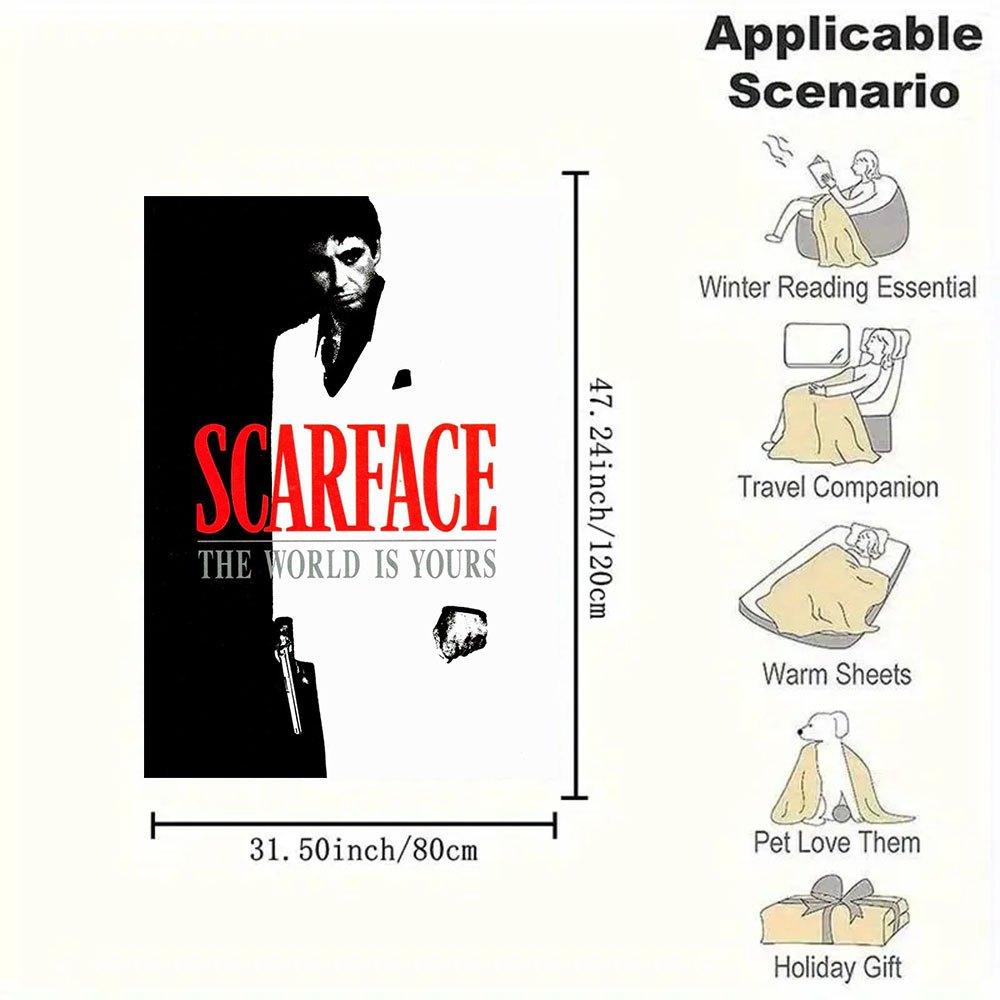 Scarface "The World Is Yours" Poster PrintBlanket Flannel Throw Blanket for Sofa, Bed, Travel, Camping, Office, Couch, Chair, And Bed Gift f