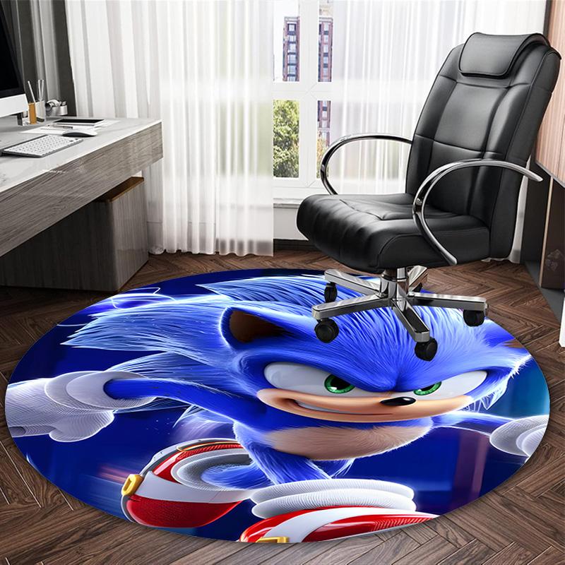 1pc Sonic1 Print Round Carpet Chair Round Carpet Suitable for Bedroom Living Room Home Decorative Carpet
