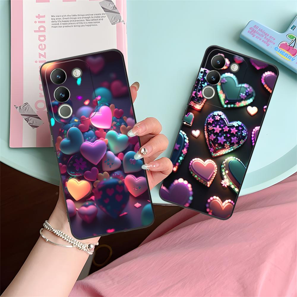 Светящиеся сердечки в стиле Y2K Чехол для мобильного телефона VIVO V60 V50 V40 V30 V29 V27 V25 V23 Pro Lite 5G Цветная печать Чехол Роскошный Красивый