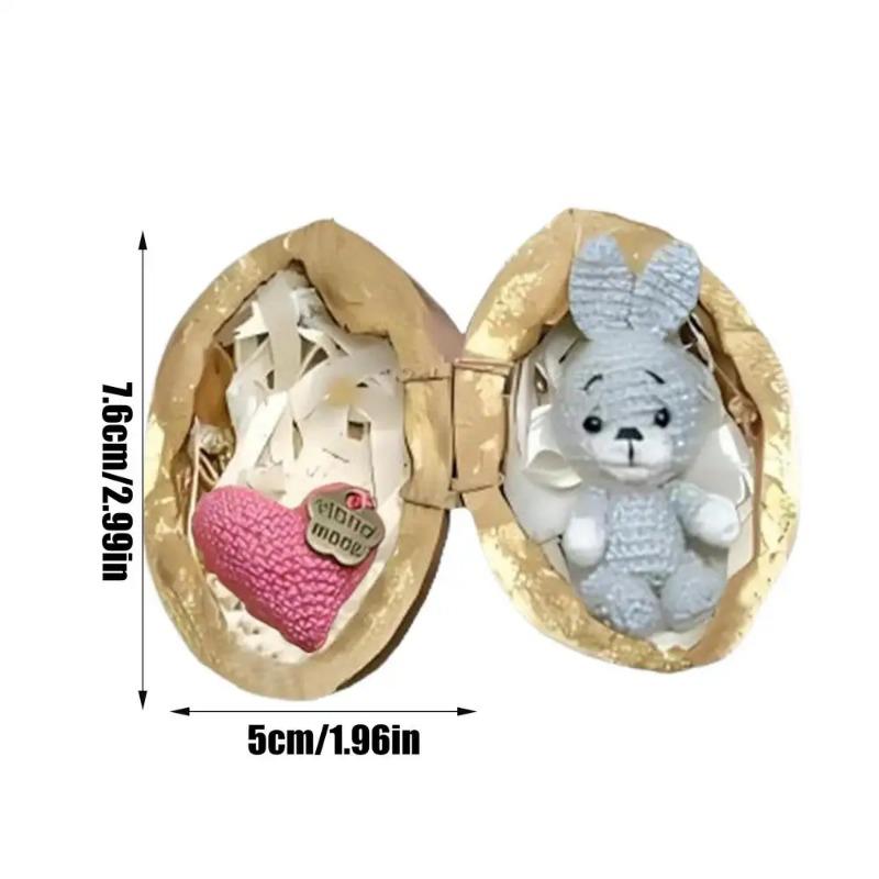 Вязаное крючком животное из ореховой скорлупы ручной работы кролик медведь вязаное животное с сердцем вязаная кукла забавная фигурка домашний декор на Пасху