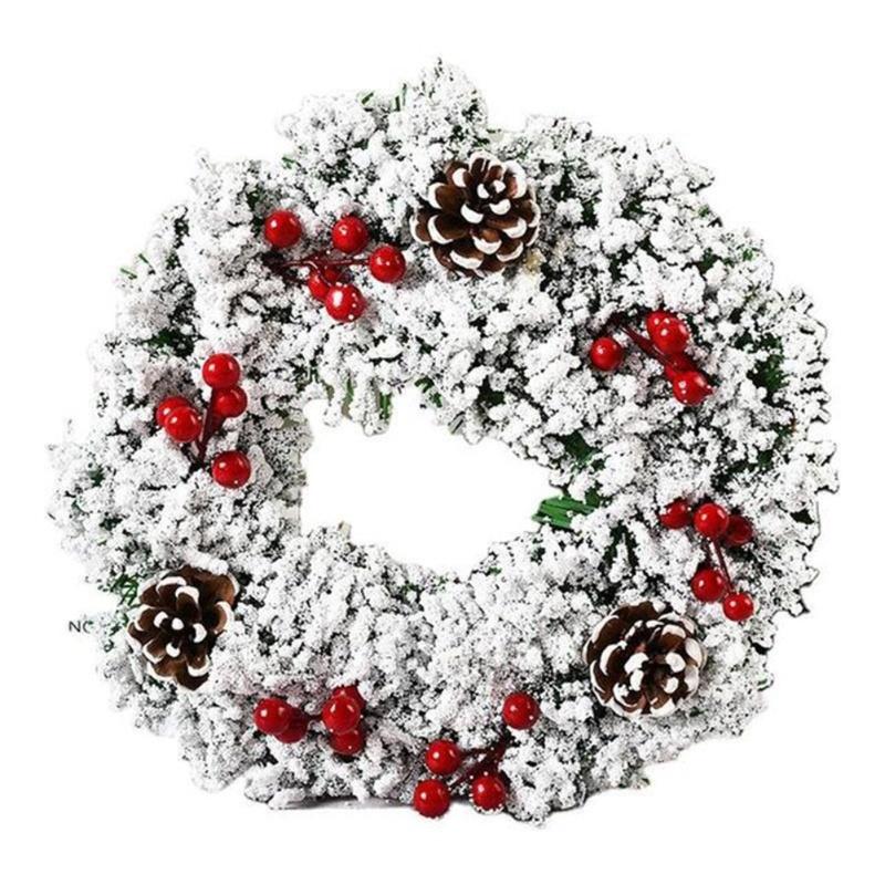 Handmade Christmas Wreath 32cm Fake Pine Leaf Ring Decoration For Front Door Window Wall Indoor Outdoor Festival Home Decor