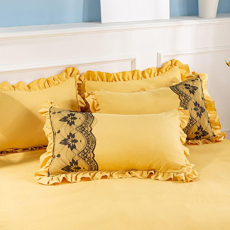 Pillowcase Bedroom Wedding Cover Pillow Luxury Lace Summer Breathable Simple Soft Comfortable Cozy Couples Embroidery 48x74cm