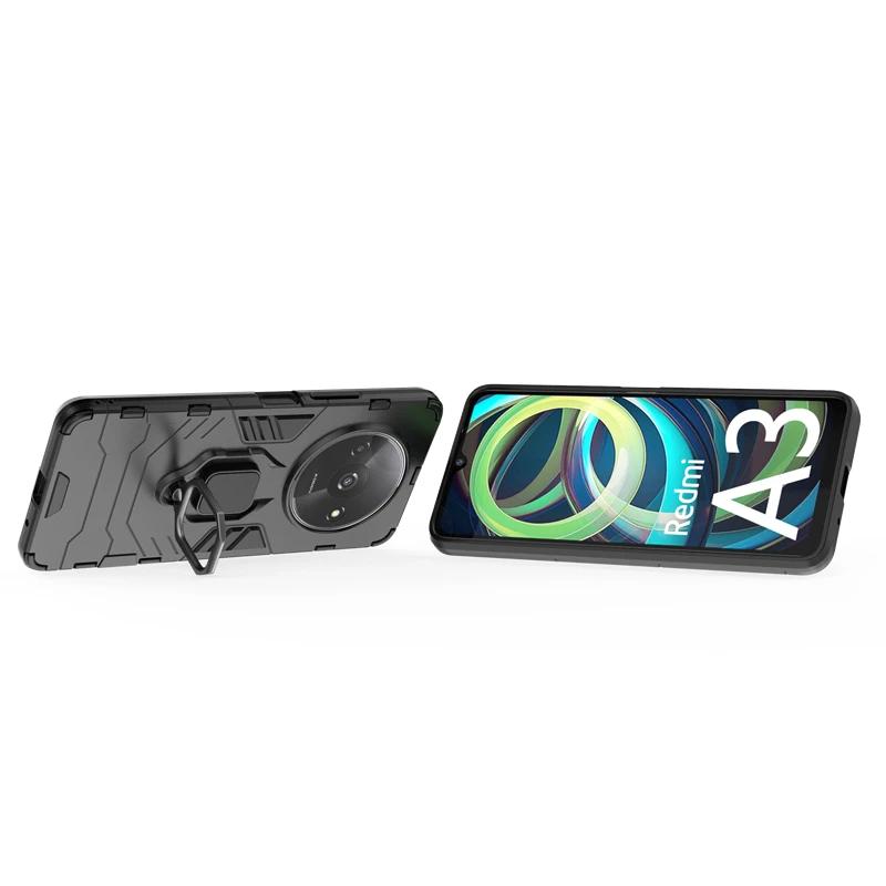 Для Xiaomi Redmi A3x A 3 задняя крышка телефона чехол противоударный бронированный металлический держатель кольца подставка магнитная присоска защитный чехол