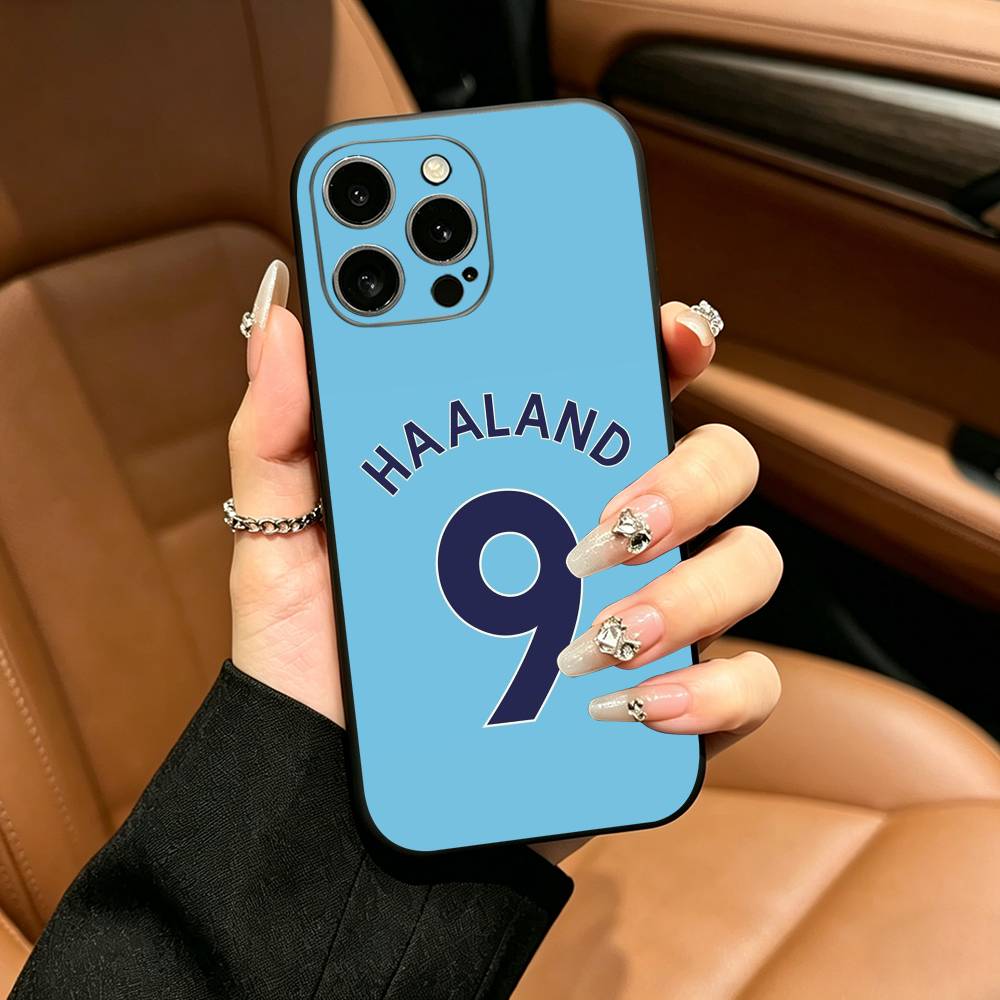 Чехол для телефона E-Erling Haaland № 9 для iPhone 17, 16, 15, 14, 13, 12, 11 Pro Max, 16 Plus, XS Мягкий Черный Чехол