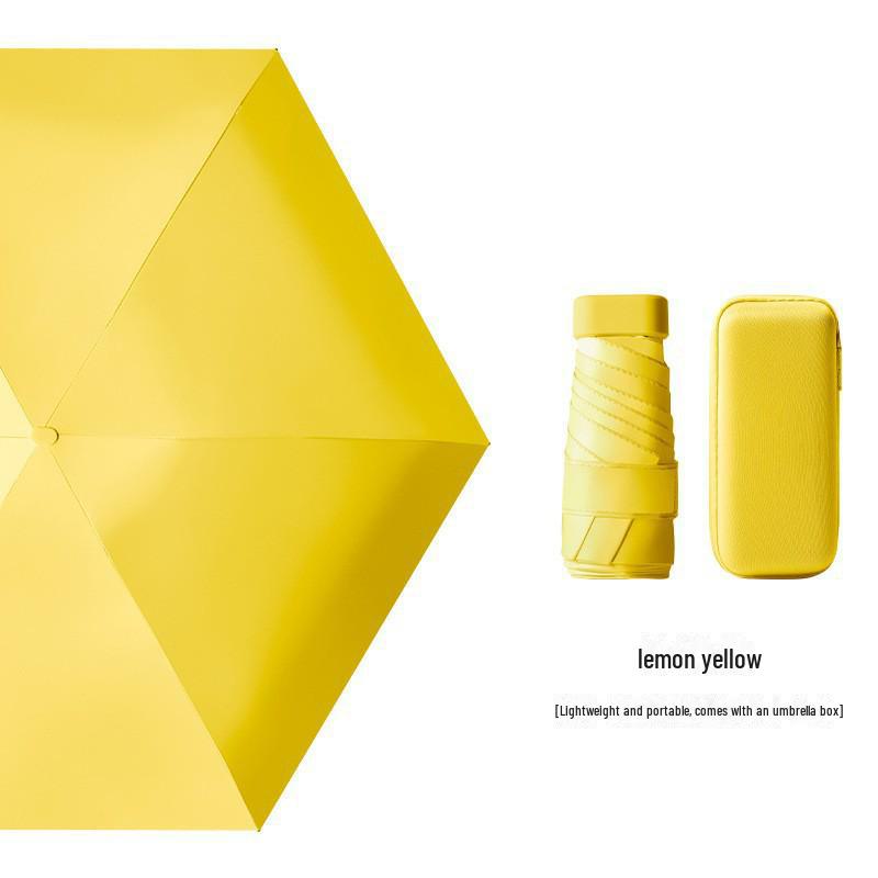 Креативный мини-зонт на клею шестикратного сложения черного цвета — компактная женская капсула для защиты от солнца и дождя, солнцезащитный экран двойного назначения.