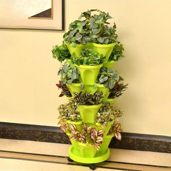 1 комплект садового горшка с колесиками, штабелируемый многослойный садовый горшок для клубники и трав, хозяйственные товары