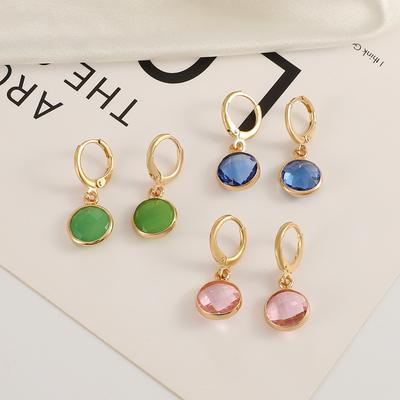 Pinkdudu Модные летние круглые стеклянные серьги-подвески 6 цветов Романтичные роскошные элегантные разноцветные серьги для женщин