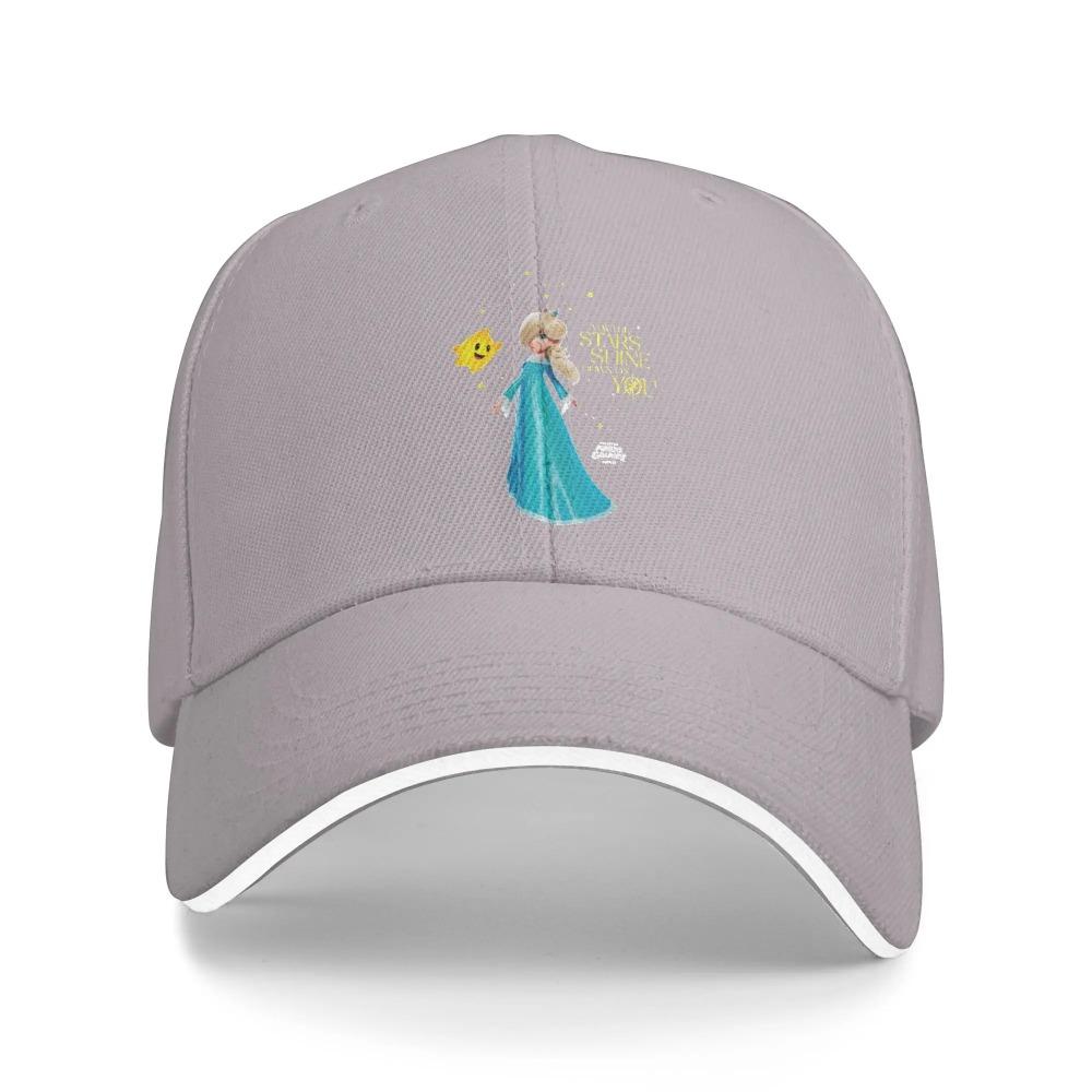 The Super Marios Galaxy Movie Rosalina Star Shine Baseball Caps Sandwich Hat for Men Women Adjustable Dad Hat Running Golf