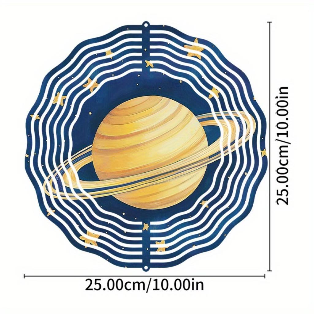 Ветряк Galaxy – Кинетическая скульптура с синей звездой и Сатурном, Не требует электричества, Многофункциональный декор для дома и улицы, для сада, патио и многого другого