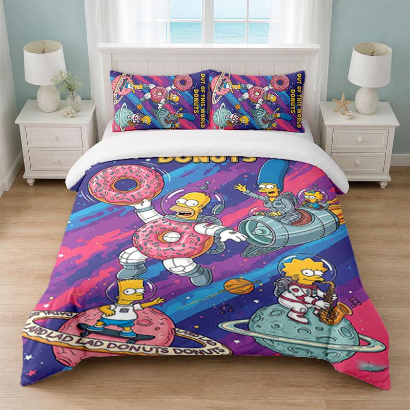 The Simpsons Bedroom 3Pcs Bedding Set Soft Bed Sheet Pillowcases Home Bedding Decoration
