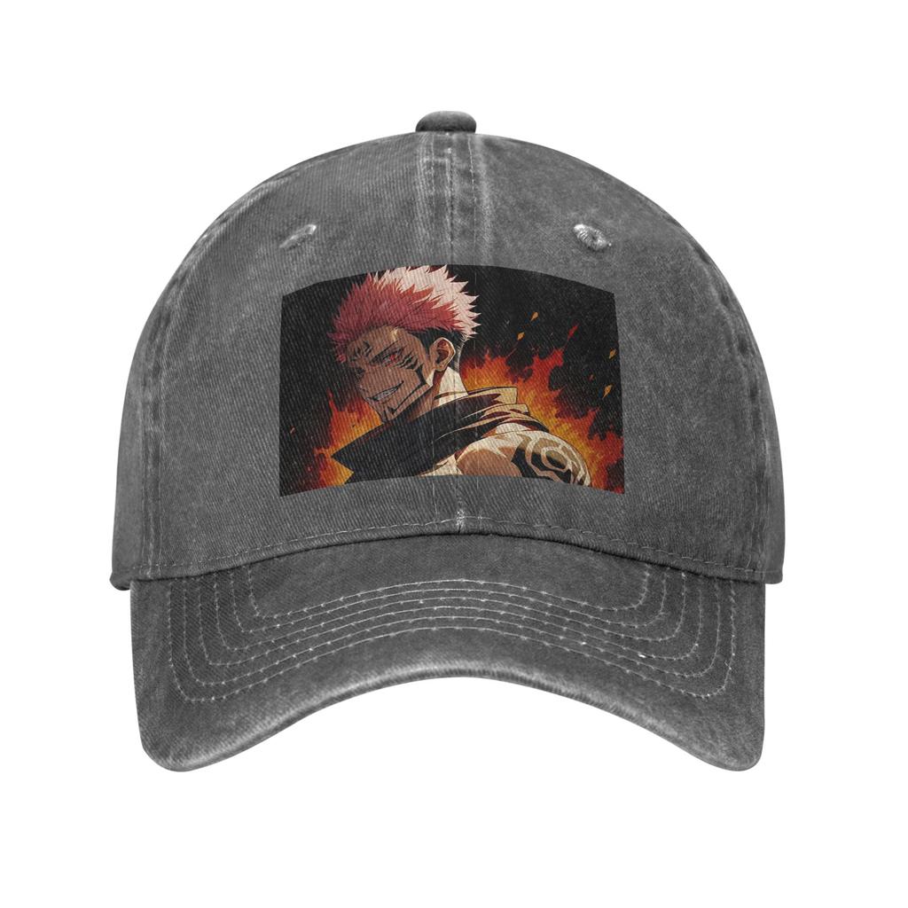 Sukuna RyoUnisex - Jujutsu Kaisen Denim Fabric Cap Casual Baseball Caps Adjustable Hat Summer Unisex Baseball Hats