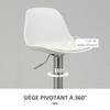 Bar stools, set of 2, backrest, footrest, adjustable height, 41 x 42 x 82-104 cm, white