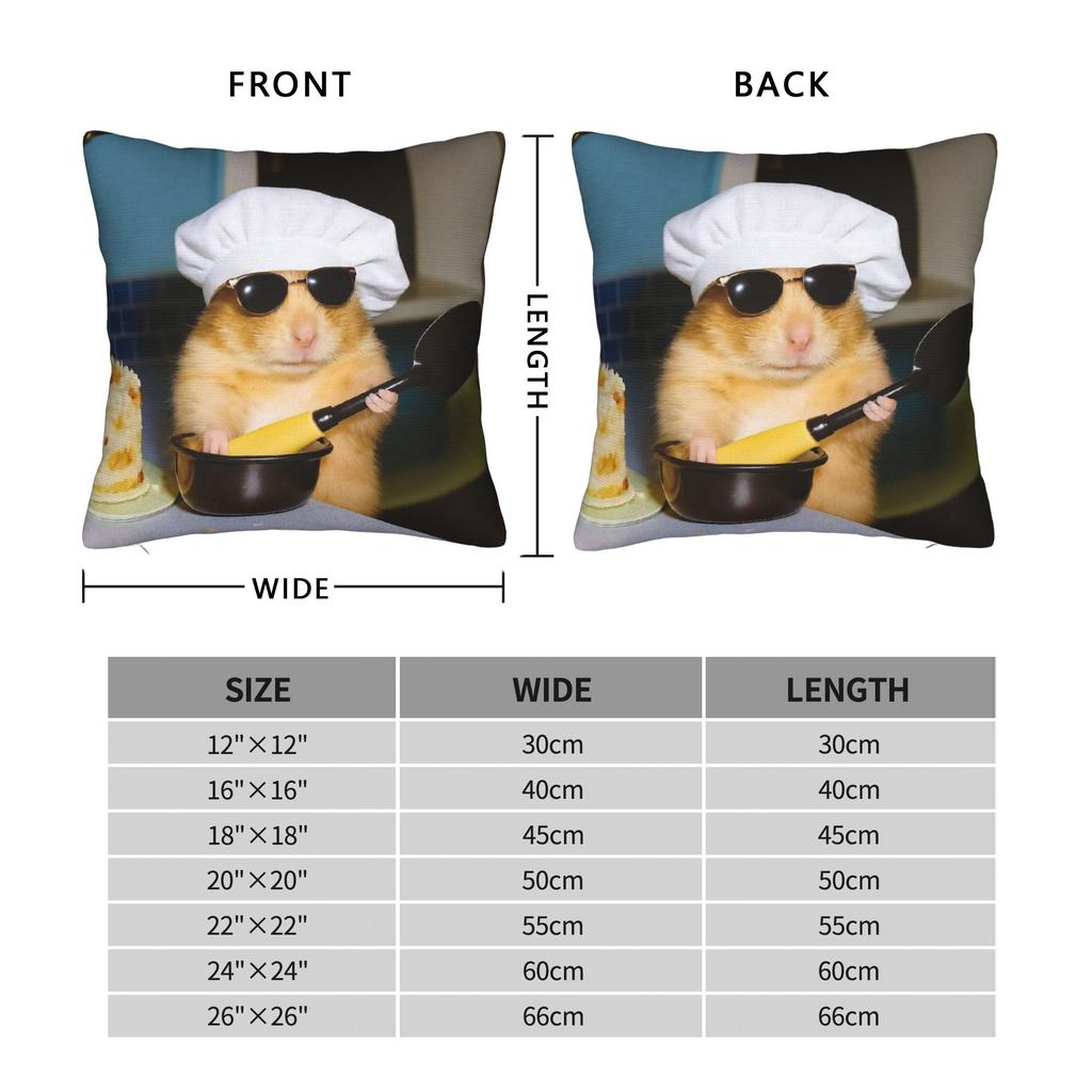 Подушка-мем с хомяком-шеф-поваром Наволочка Полиэстер Чехол для подушки Подарок Чехол для подушки Постельный Квадратный 45x45 см