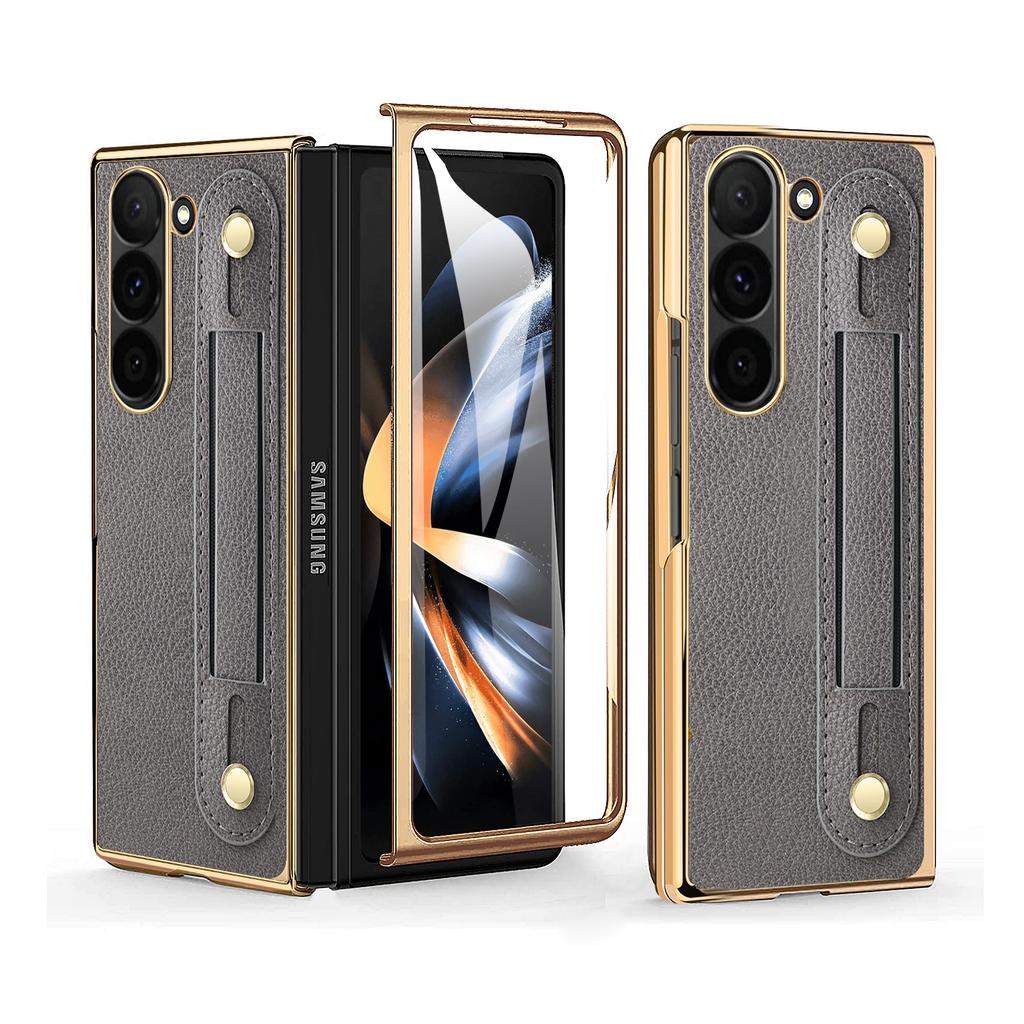 Совместимый с Samsung Galaxy Z Fold 7 чехол с подставкой-держателем, Z Fold 6 чехол с покрытием по краю и стеклом для переднего экрана