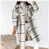 Независимая станция желает Европе и Соединенным Штатам осень и зима длинное шерстяное пальто с длинными рукавами и пуговицами на лацканах в клетку