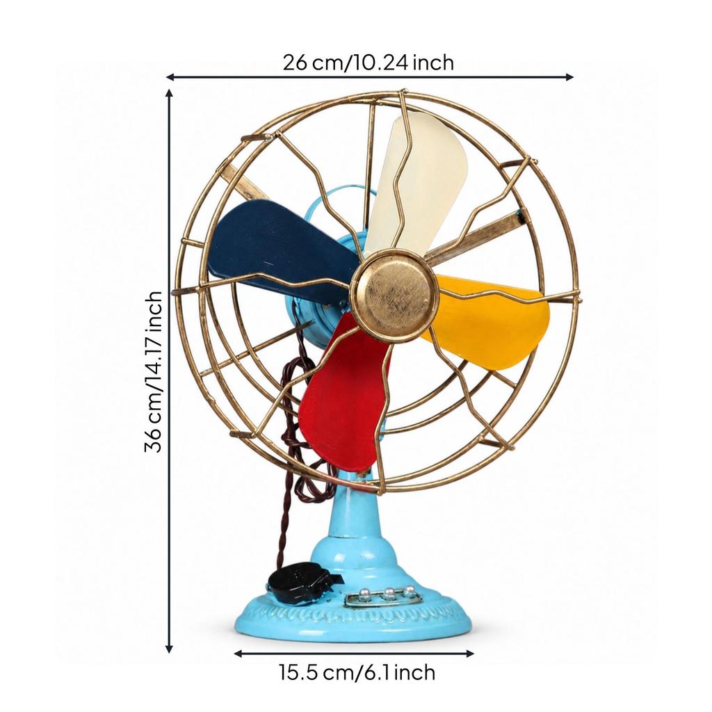 Retro Table Fan Model Antique-Style Metal Industrial for