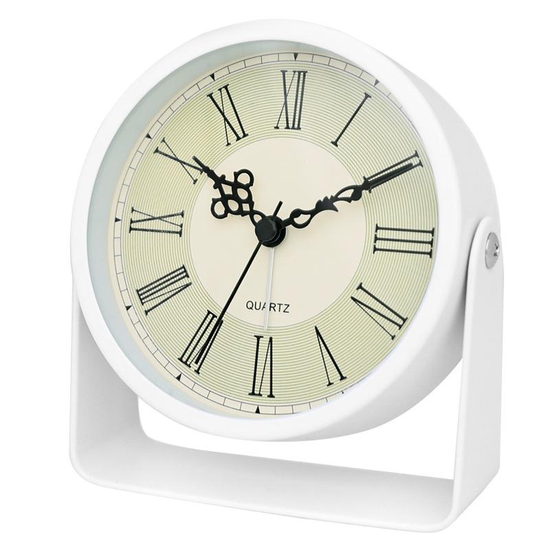 4,5-дюймовый аналоговый будильник, бесшумные не тикающие маленькие вращающиеся металлические настольные часы с подсветкой