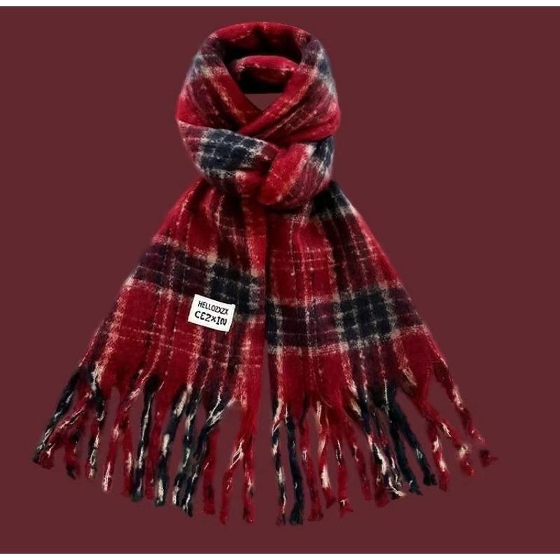Christmas Scarf Collection Red Scarf Female Autumn and Winter White Student Warm New Scarf Couple Gift