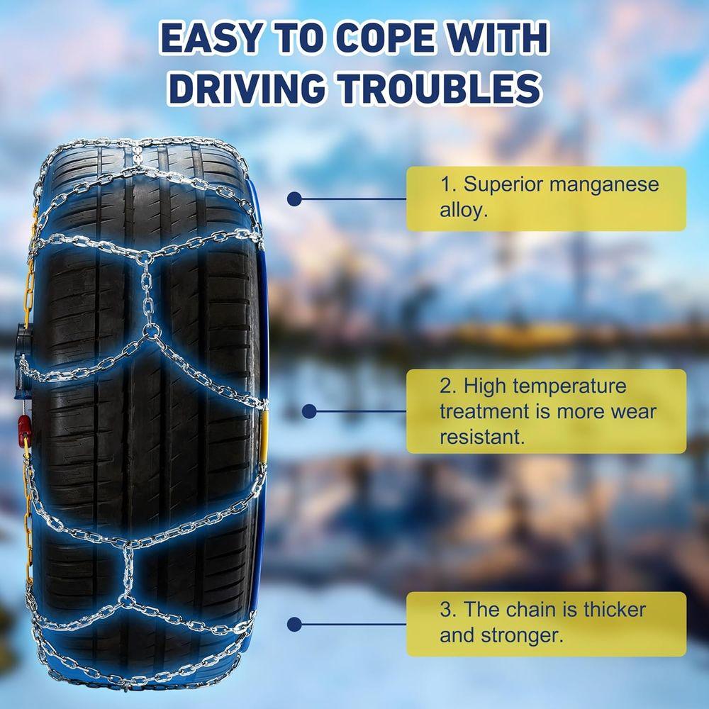 Snow Chains for SUV Tire Chains Compatible with MODEL 3 Cars 1 Min Quick Fit Chainsaw Reusable Universal Emergency Traction Chai