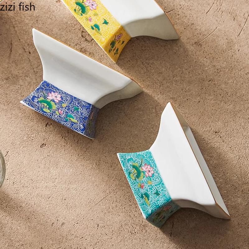 Цветная эмалированная керамическая миска с высокой ножкой, квадратная миска с золотым краем, миска для десерта, миска для закусок, миски для суши, креативная посуда для молекулярной кухни