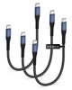 COOLSELL USB C на C Короткий 15 см 60 Вт Быстрый Силиконовый Дата 480 Мбит/с Данные и Совместимый с iPhone и Другими Устройствами Кабель, (3 Кабеля), Зарядка, Type-C