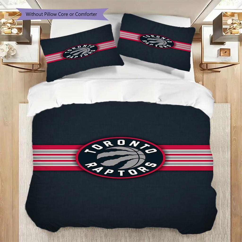 Raptors Basketball Emblem Three-piece set(1 * duvet cover + 2 * pillowcase, without core)Bedding set Duvet cover and pillowcase Soft and comfortable