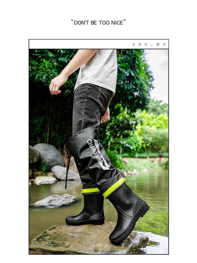 Men's Over-the-Knee High-Top Rain Boots - Waist-High Waterproof Fishing Waders