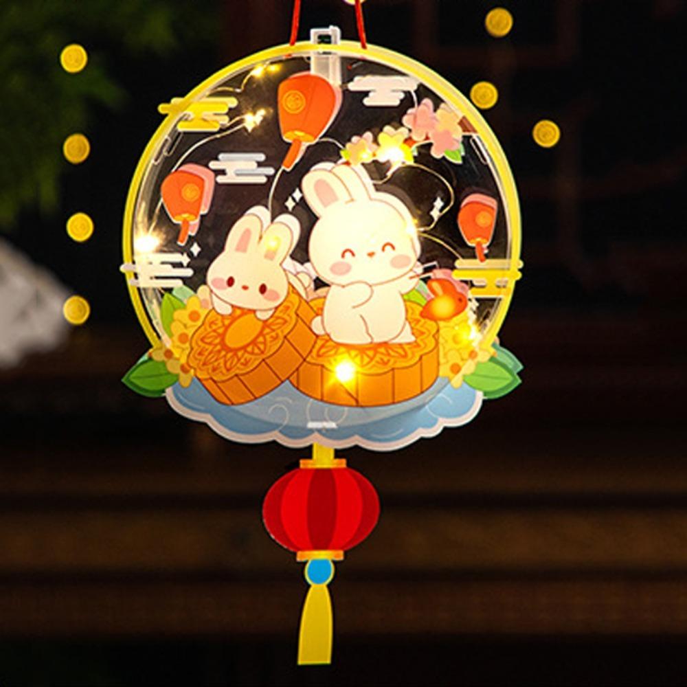 PVC Mid Autumn Rabbit Lantern Chinese Ancient Style Handheld Lantern  Women Children