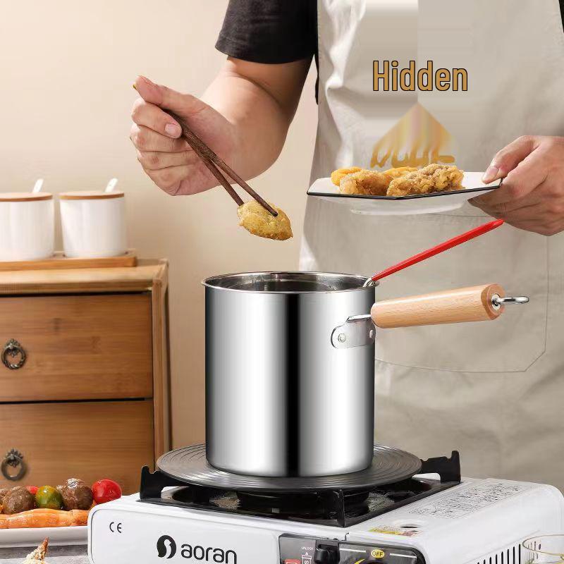 304 Stainless Steel Anti-Splash Deep Fryer with Filter Basket - Multifunctional Frying Pot for Snail Rice Noodles