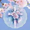 Metal Wind Spinner with 2D Rose Floral Cross Design Rotating Outdoor Garden Decor for Yard Patio Balcony