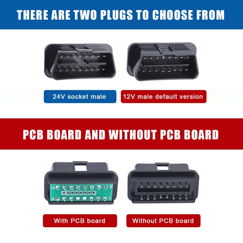 OBD2 16Pin J1962 Connector 1 Set Stable Signal Transmission OBD II Male Adaptor for Auto Fault Detection