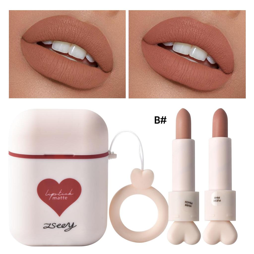 Hengfang Headphones Love Icon Double Tube Non-stick Cup Long Lasting Waterproof Lipstick H9423-M1005