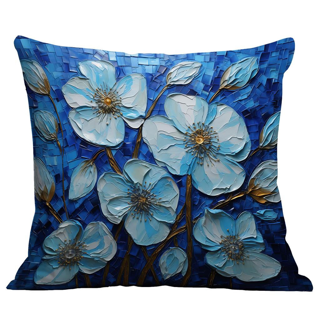 Новая наволочка с цветочным принтом, имитирующая трехмерный стиль масляной живописи, креативная цветочная, для дома, гостиной, диванной подушки