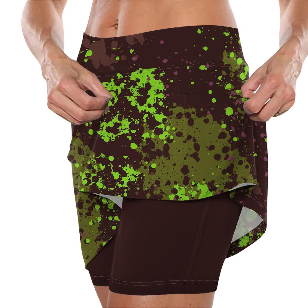 Женская юбка, эластичные брюки-кюлоты для йоги для женщин, спортивные шорты с принтом, легкие узкие однотонные бегуны с высокой талией