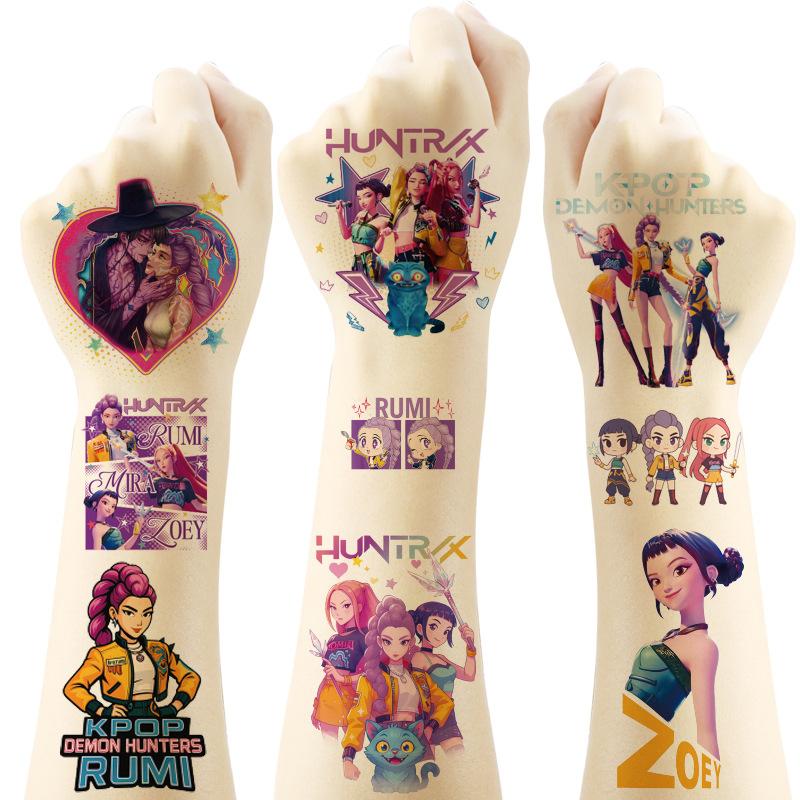 Мультяшный K-pop Охотники на демонов Временная тату-наклейка Руми Милый Водонепроницаемый Тату Для Веселой Вечеринки Подарок