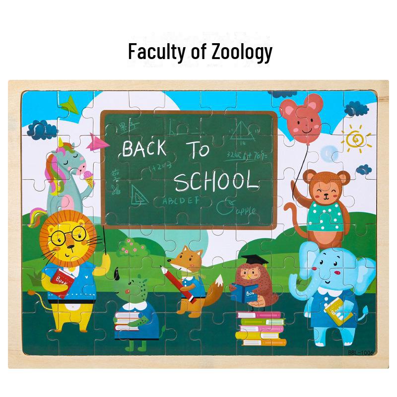 60-Piece Children's Educational Puzzle Set Featuring Jungle Adventure, Fire Rescue, and Various Cartoon Characters.