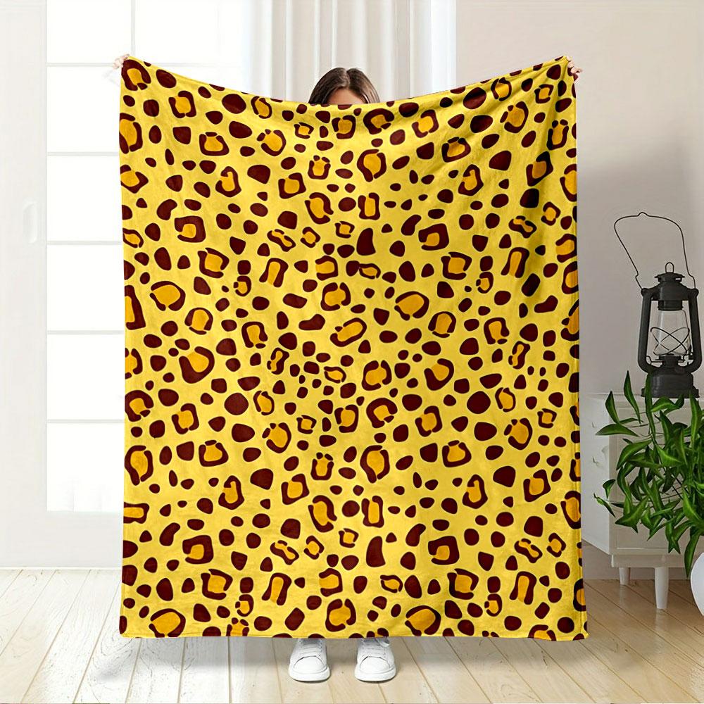 Leopard-like pattern with irregular brown and yellow spots on beige. for all seasons blanket lunch break throw gift
