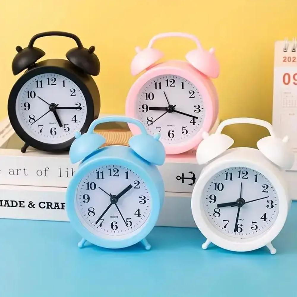 Double Bell Cartoon Alarm Plastic Bedside Clock Creative Small Alarm Clock Student