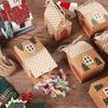 1 /30 Pcs Christmas Candy Gift Box with Tag Kraft Paper Cookie Snack Packing Bags 2025 Xmas Party Home Decoration New Year