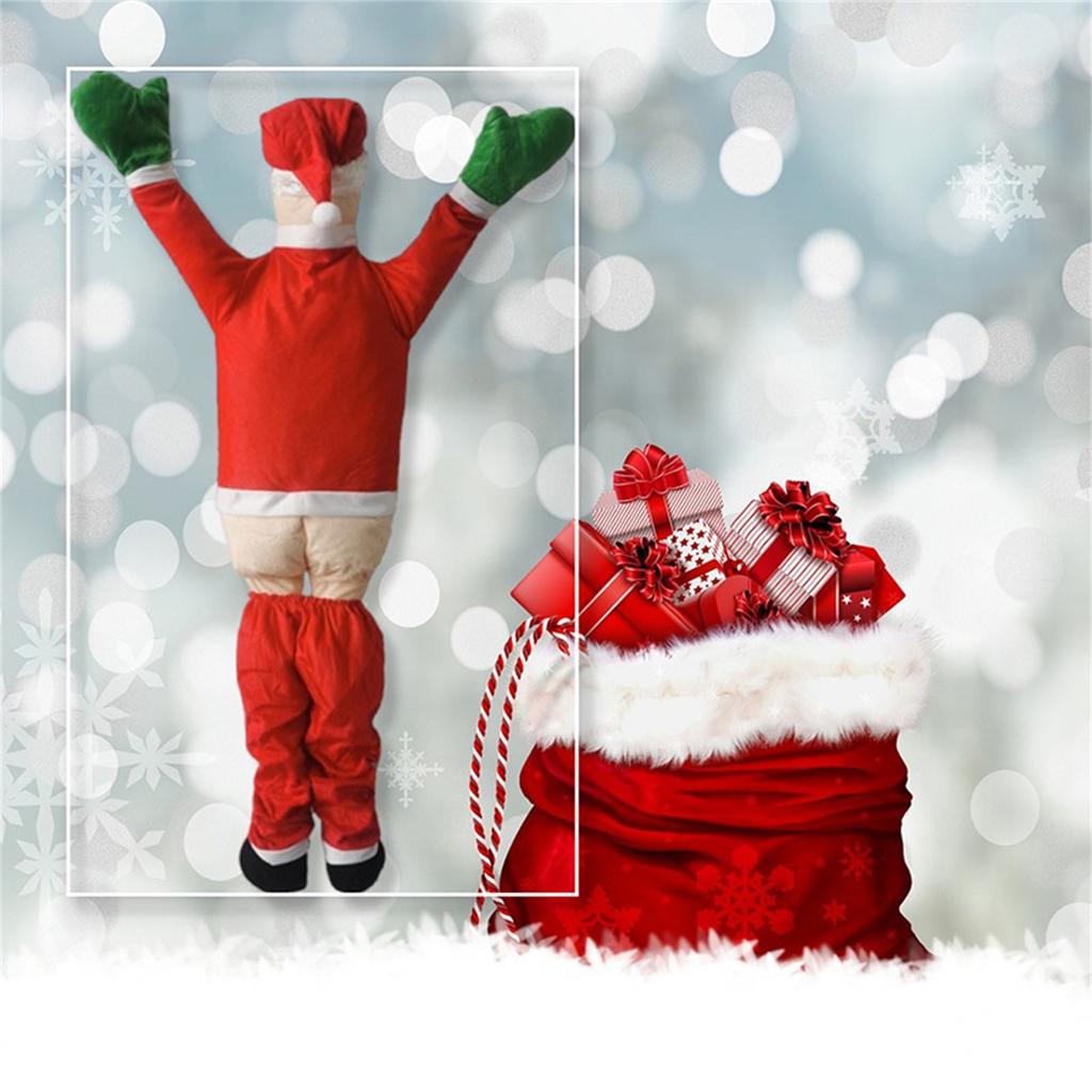 Рождественский висячий костюм Санты с крыши водосточной трубы Наружное украшение Большой 170 см 5,57 фута