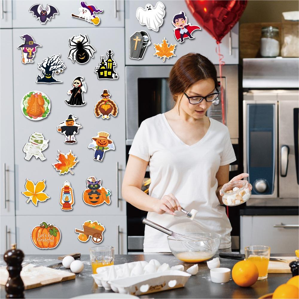 Halloween Refrigerator Sticker Magnetic Door Party Decor Pumpkin Maple Leaf Autumn Theme Soft Magnet Spooky Holiday Decoration