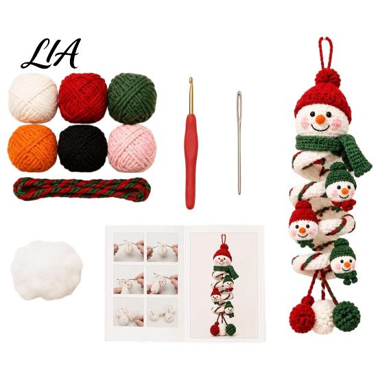 Christmas Stocking Stuffers for Crafters Crochet Spiral Ornament DIY Kit Adults, Beginners, Craft Set Cozy Wool Crafting Materials with Yarn,