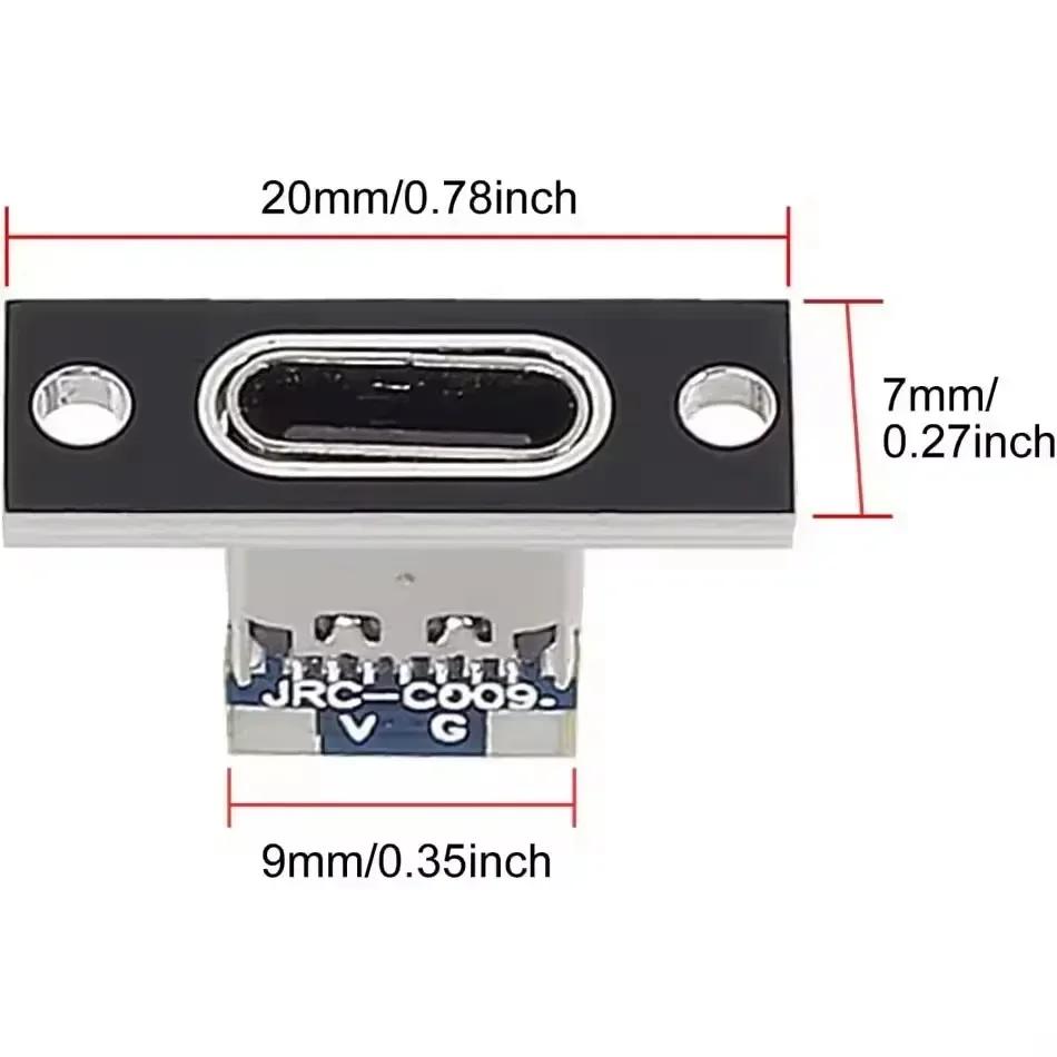 5/20 шт. USB 3.1 Type-C розетка с монтажной пластиной на винтах, Type-C USB разъем 3.1 Type-C 2-контактный 4-контактный female разъем, порт для зарядки