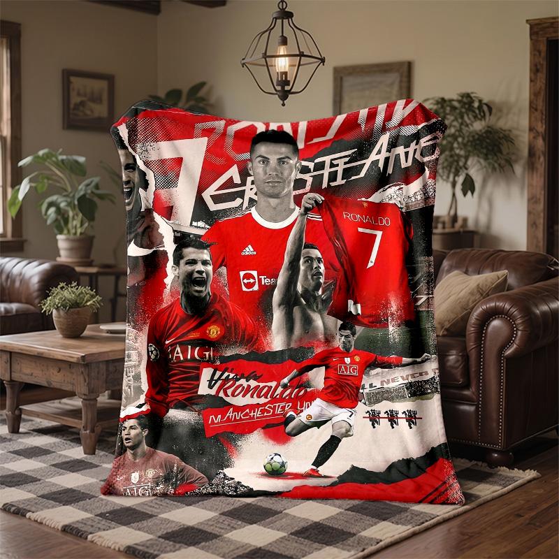 Cristiano Ronaldo Print Flannel Blanket Soft Warm Sofa Bed Throw Blanket For Home Office Bedroom