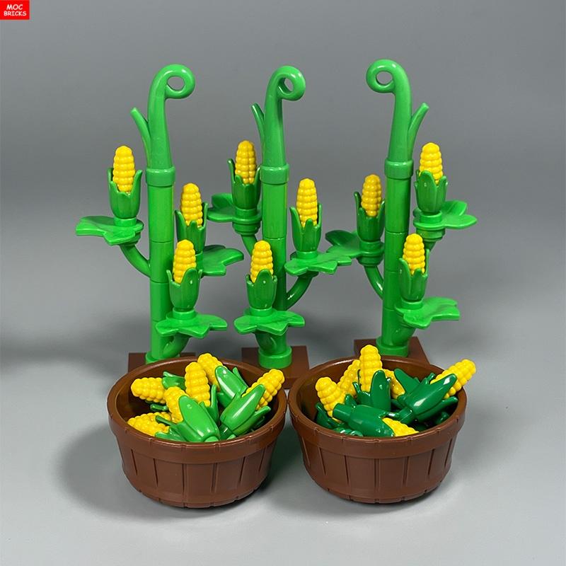 MOC Bricks Corn Crop Sheep Goat Vegetable Food Plant Building Blocks Accessories Village Farm Scene Toy Friends Children's Toys