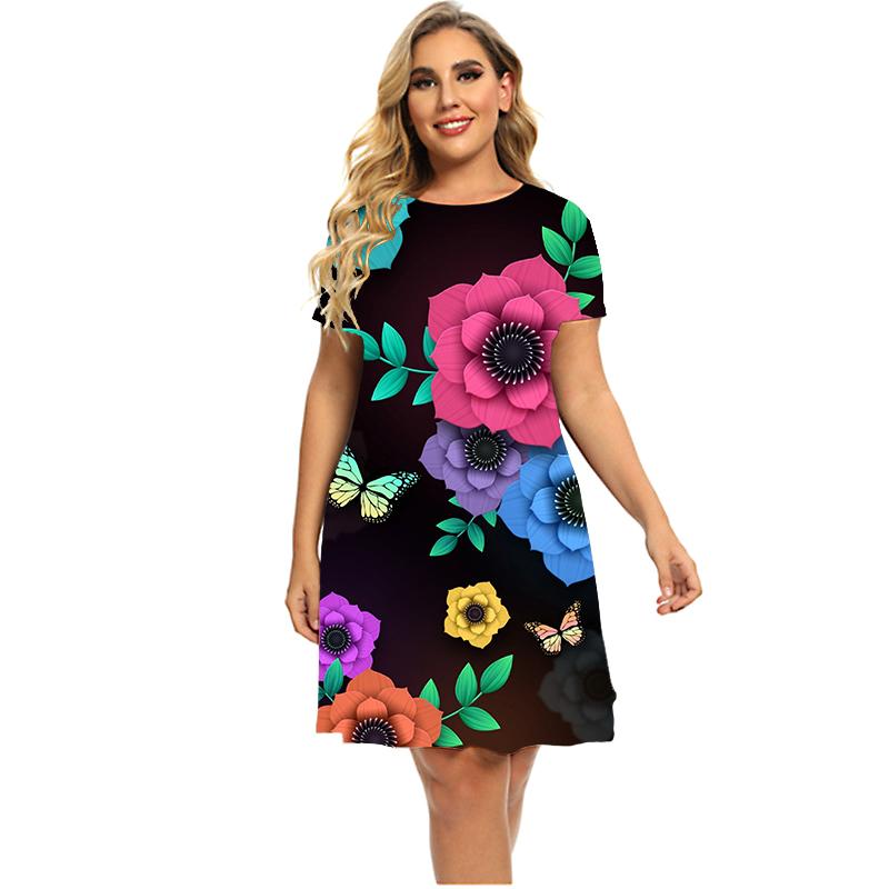 Новые летние платья Flower Power 3D Print для женщин 2025 года, свободное платье с коротким рукавом и узором пейсли, модное платье с круглым вырезом