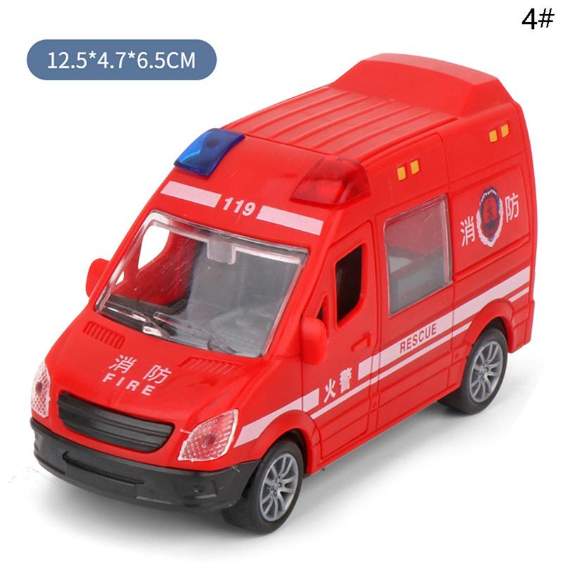 Hospital Rescue Ambulance Police Metal Cars Model Pull Back Sound And Light Alloy Diecast Car Toys For Children Boys Gifts