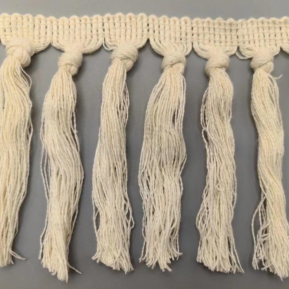 Cotton Material Tassel Trim Ribbon Boho Style Macrame Tassel Ribbon  For DIY Craft